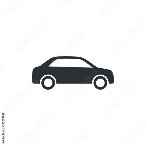 Fototapeta Naklejka Na Ścianę i Meble -  flat vector image on a white background, car icon in the form of a silhouette in black