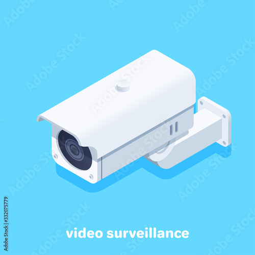 isometric vector image on a blue background, street surveillance camera