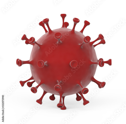 coronavirus cells on a white background isolated close-up under a microscope 3D render Covid-19