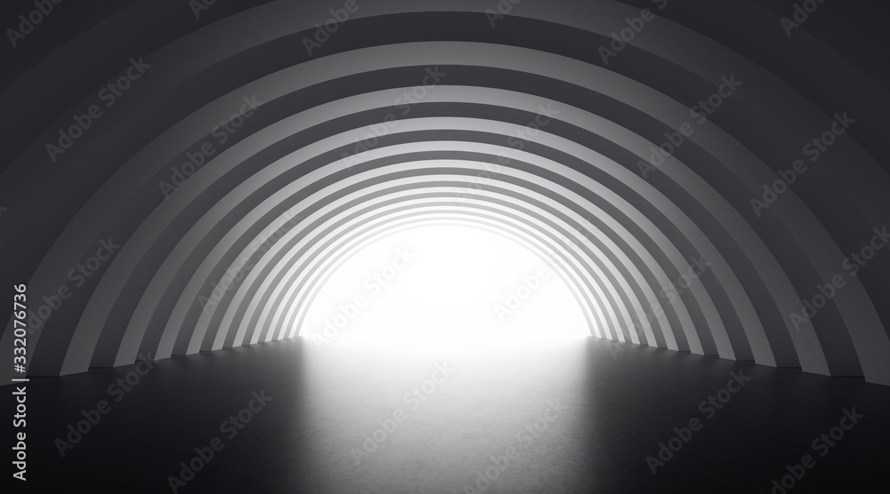 Abstract arch shape of long tunnel, Futuristic architectural space, Geometric pattern,3D rendering. Abstract arch shape of long tunnel, Futuristic architectural space, Geometric pattern,3D rendering.