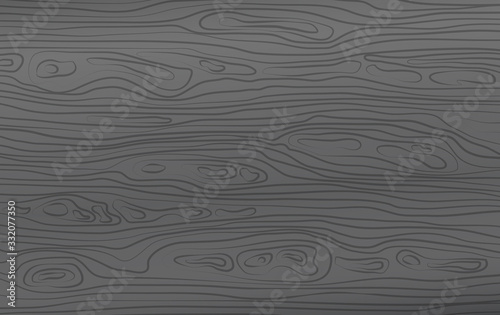Dark grey horizontal wooden cutting, chopping board, table or floor surface. Wood texture. Vector illustration
