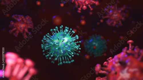 Virus or bacteria cells Microscope close up for background. COVID-19 Coronavirus background ,responsible for world flu outbreak and STOP coronavirus pandemic. virus close up concept. 3d rendering