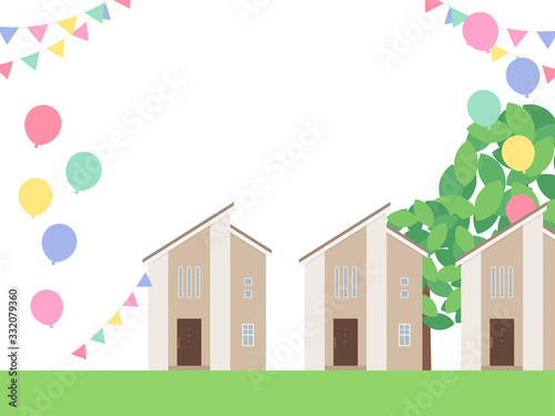 建売住宅のイラスト_風船