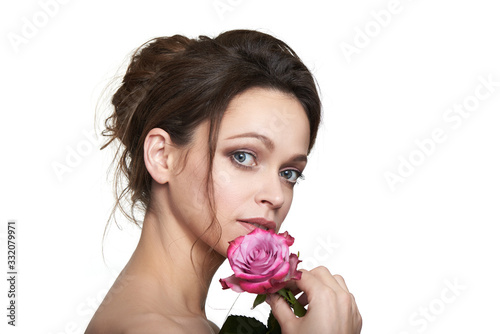 Face of a pretty woman. Spa and skin care concept photo