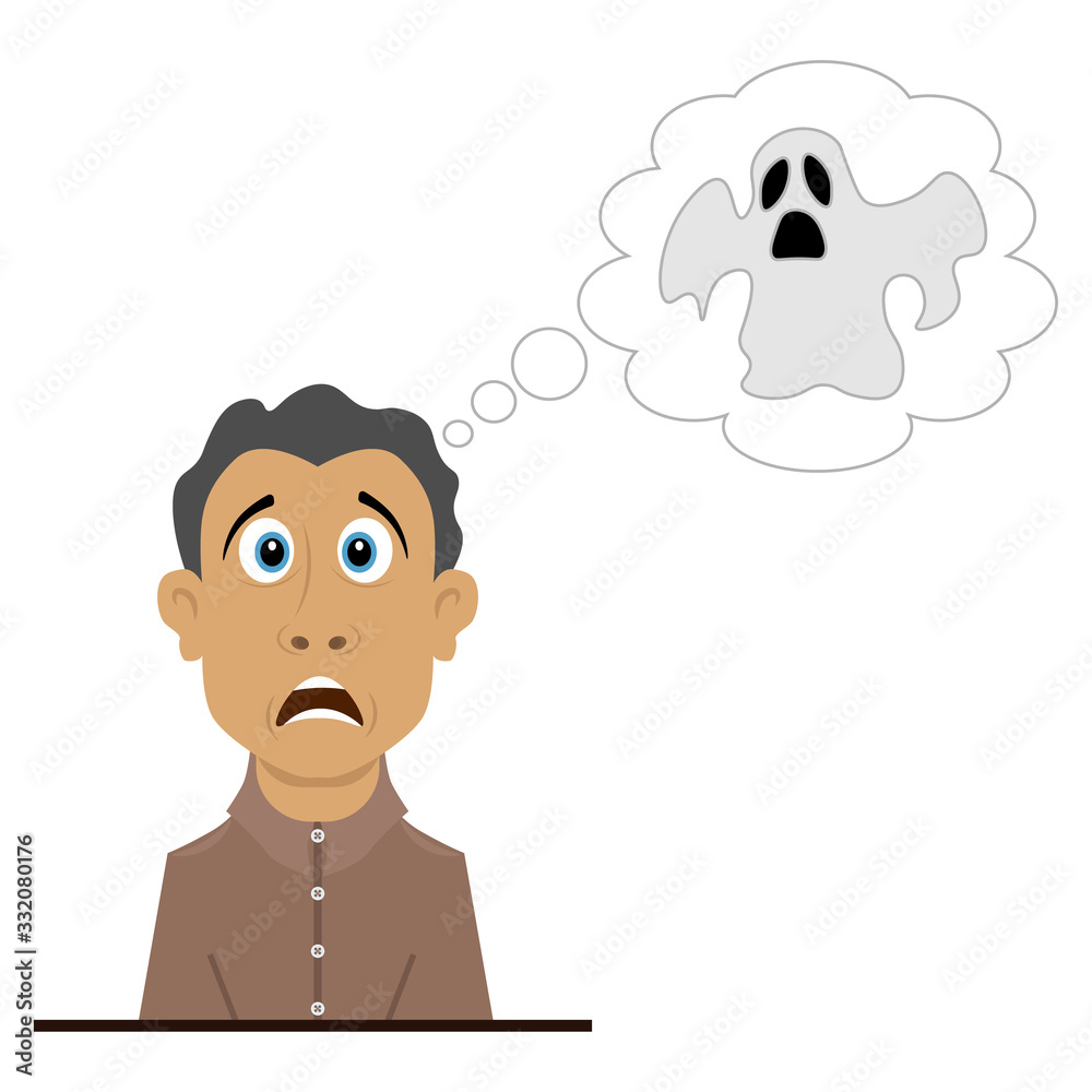 The man was afraid. Vector illustration on the theme of emotions. The man was afraid. Vector illustration on the theme of emotions.