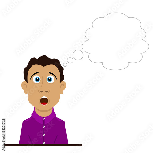 An unexpectedly surprised man. Vector illustration on the theme of emotions.