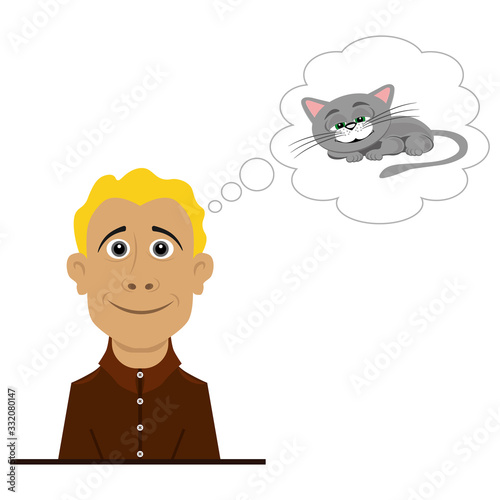 A good person smiles and thinks about good things. Vector illustration on the theme of emotions.