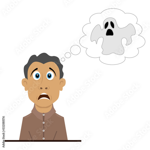 The man was afraid. Vector illustration on the theme of emotions.