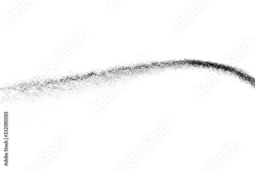 Black grainy wave texture isolated on white background. Dust overlay. Dark noise granules. Digitally generated image. Vector design elements. Illustration, Eps 10.