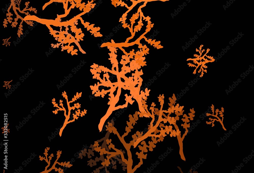 Obraz premium Dark Orange vector elegant pattern with sakura.