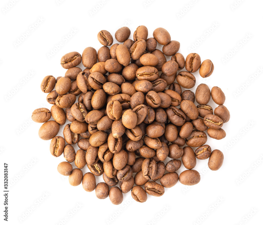 soft roasted coffee beans isolated on a white background soft roasted coffee beans isolated on a white background