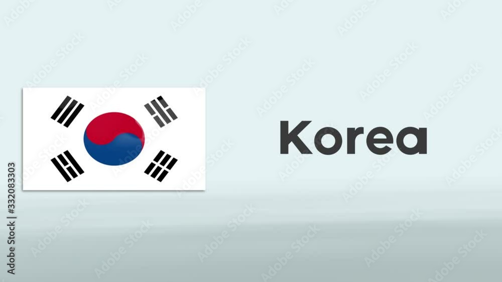 3d Presentation promo intro in white background with a colorful ribon of the flag and country of Korea 3d Presentation promo intro in white background with a colorful ribon of the flag and country of Korea