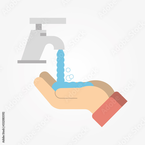 Wash / disinfect / sanitize your hands regularly and thoroughly for a good hygiene and health and to avoid infection with a virus. photo