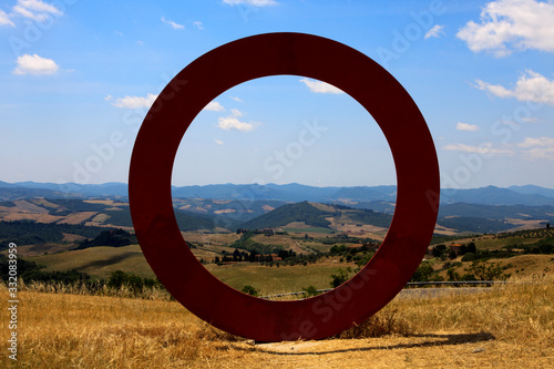 Volterra (SI), Italy - April 25, 2017: The Ring, sculpture by Mauro Staccioli, Volterra, Tuscany, Italy photo