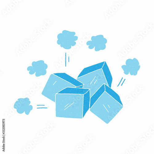 ice Cube vector design. digital hand drawn style. grain texture