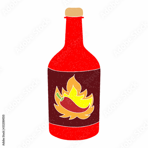 Chili sauce vector design. digital hand drawn style. grain texture