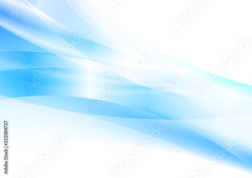 Bright blue glossy stripes and waves abstract background. Futuristic vector design