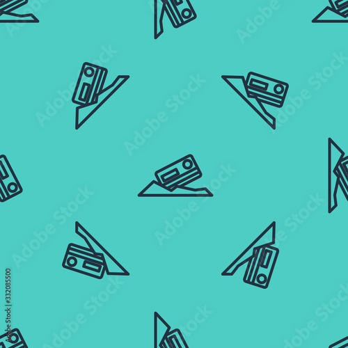 Black line Cocaine and credit card icon isolated seamless pattern on green background. Vector Illustration