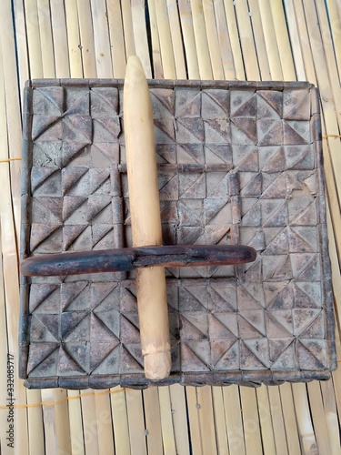 old wooden door handle