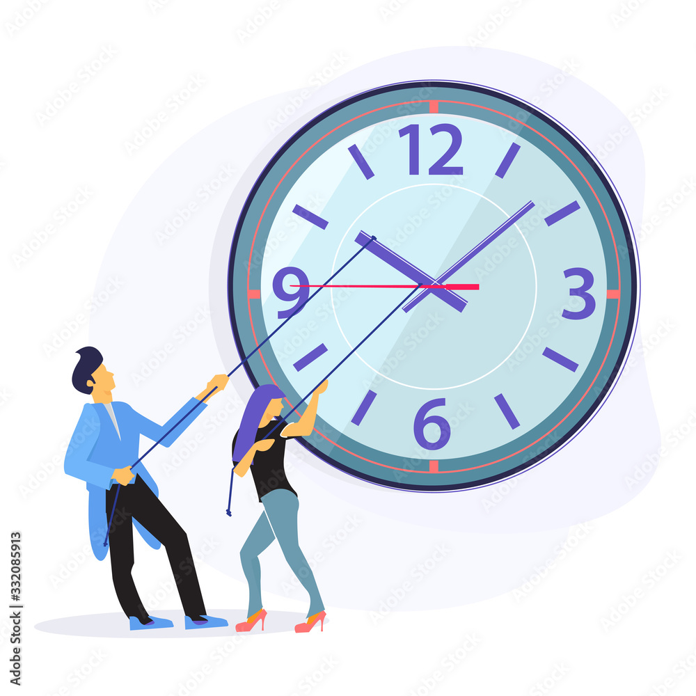 Stop time illustration. Turn the clock back. Go back in time