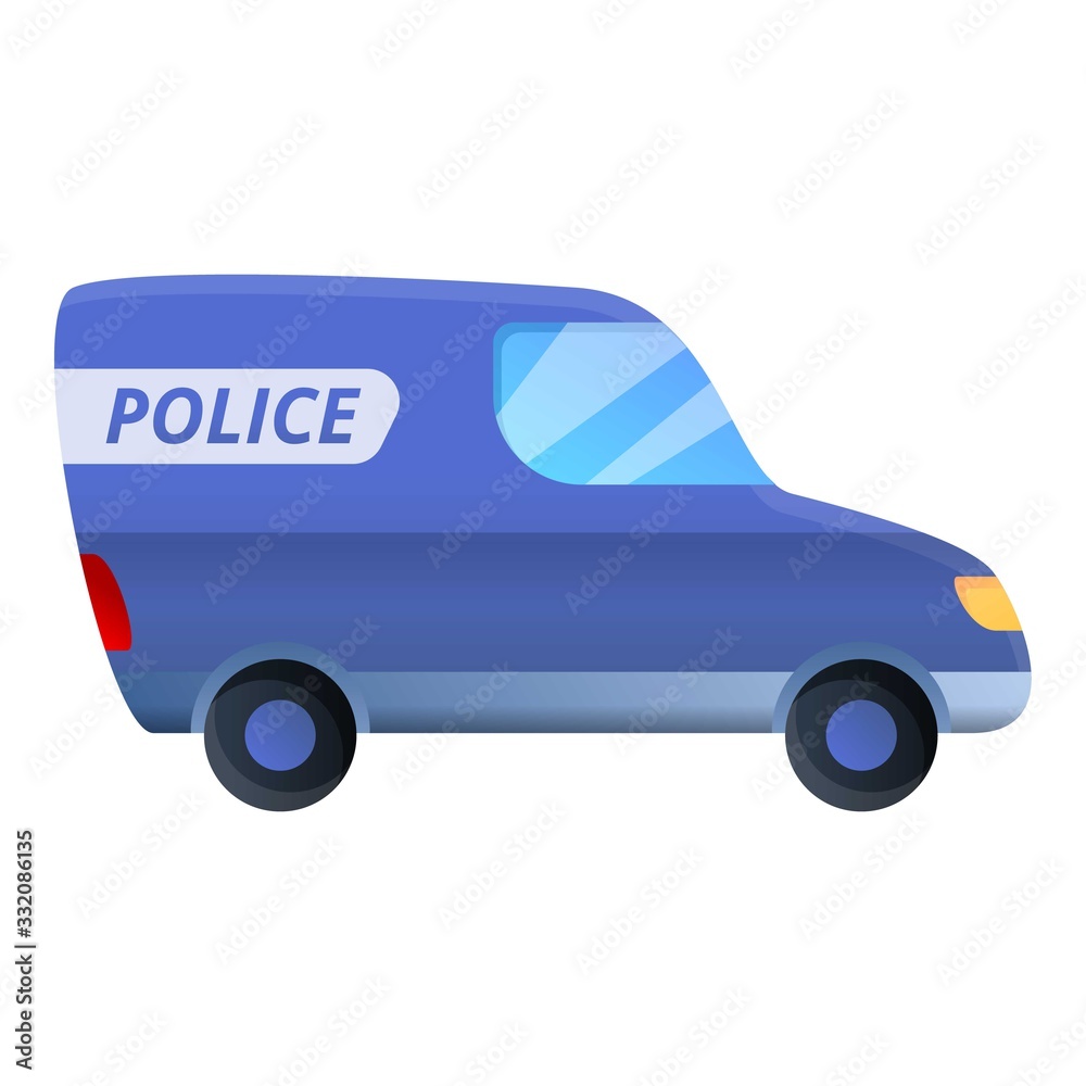 Police van icon. Cartoon of police van vector icon for web design isolated on white background Police van icon. Cartoon of police van vector icon for web design isolated on white background