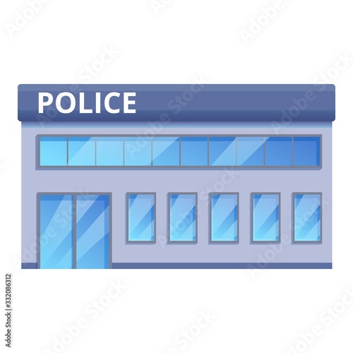 Police station building icon. Cartoon of police station building vector icon for web design isolated on white background