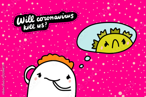Will coronavirus kill us hand drawn vector illustration in cartoon comic style man afraid of covid-19 infection