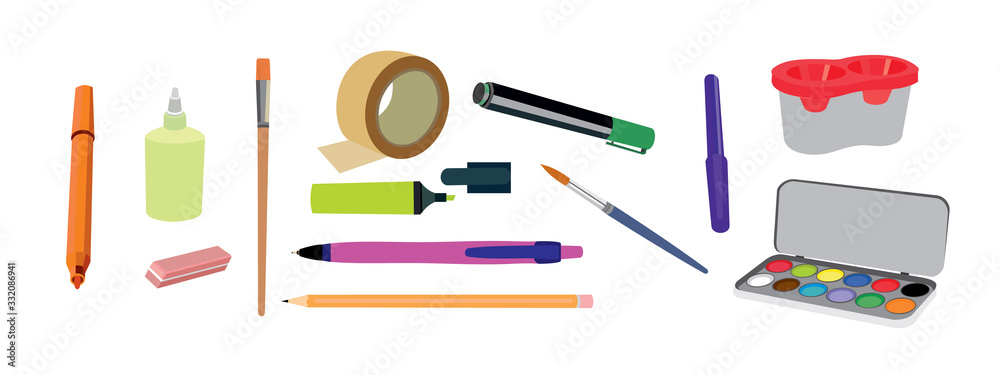 vector image school set, stationery vector image school set, stationery