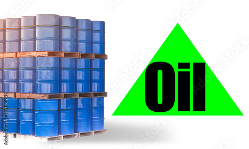 Blue barrels on pallets nex...