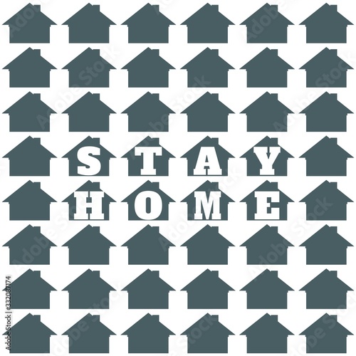 Stay home message. Staying at home with self quarantine to help slow outbreak and protect virus spread.
