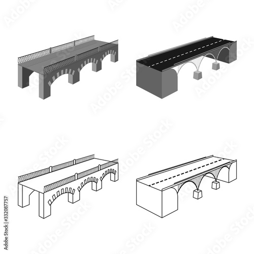 Vector illustration of connection and design sign. Set of connection and side stock vector illustration.