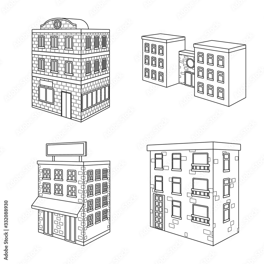 Vector illustration of home and apartment icon. Set of home and modern vector icon for stock.
