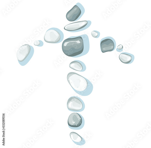 zen stones pebbles rocks in shape of arrow meditation symbol  isolated on white background
