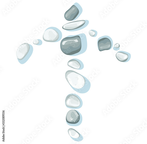 zen stones pebbles rocks in shape of arrow meditation symbol  isolated on white background