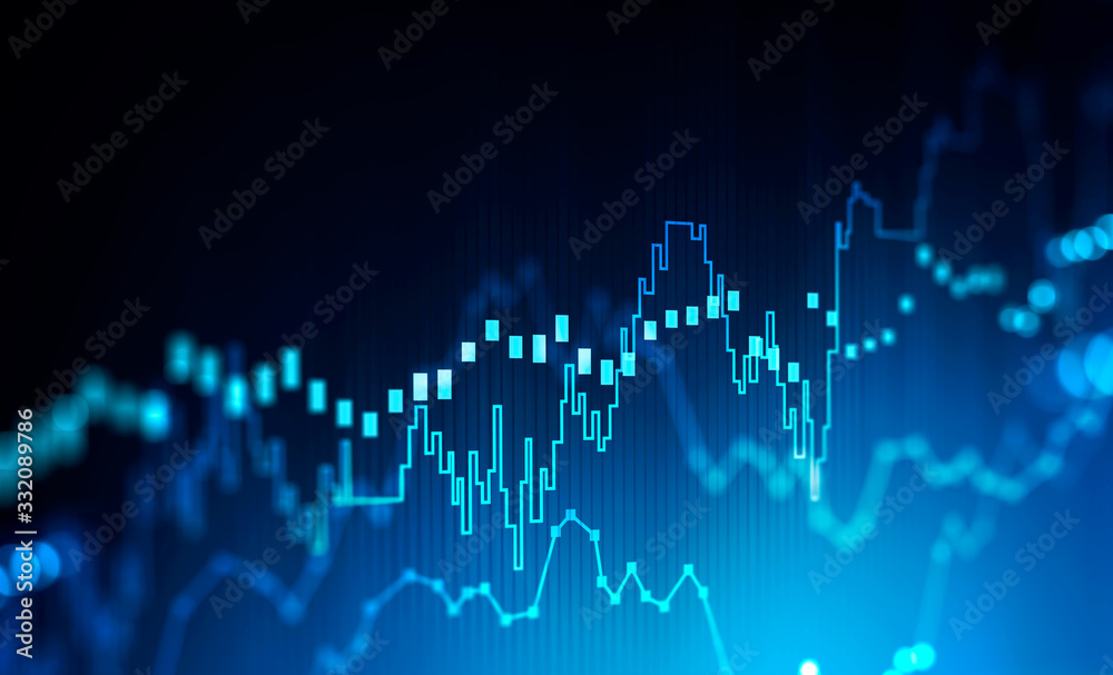Stock market and trading concept, digital graph