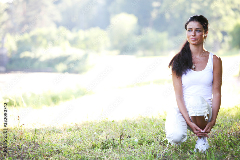 Woman stretching redy to run