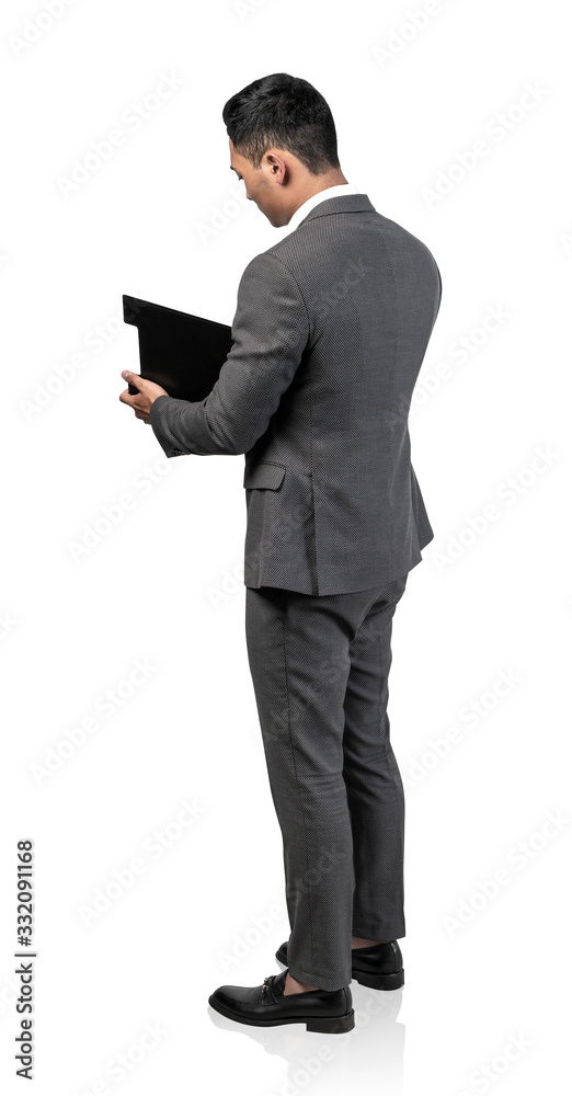 Full length businessman with clipboard portrait Full length businessman with clipboard portrait