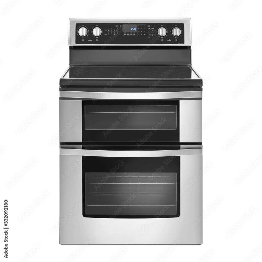 Induction Range Cooker Isolated on White. Induction Stove. Steam Range with Convection Oven and