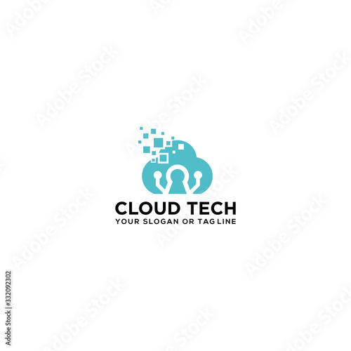 Cloud security logo design vector template
