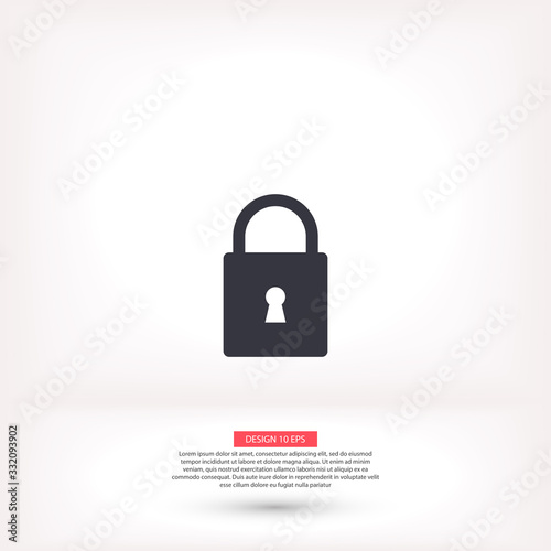 Lock vector icon , lorem ipsum Flat design