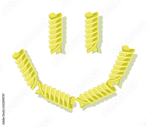 fusilli symbol italian pasta food in shape od emoji smile isolated on white background