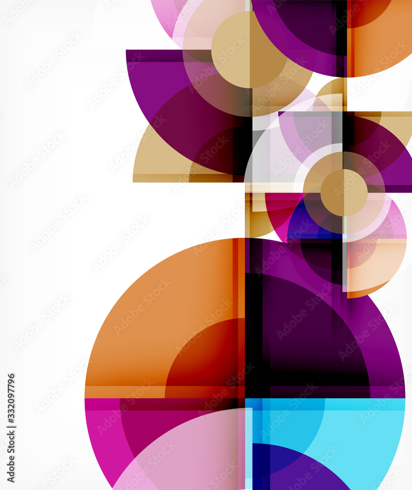 Abstract background, circle and triangle design round shapes overlapping. Geometric trendy template. Vector Illustration For Wallpaper, Banner, Background, Card, Book Illustration, landing page