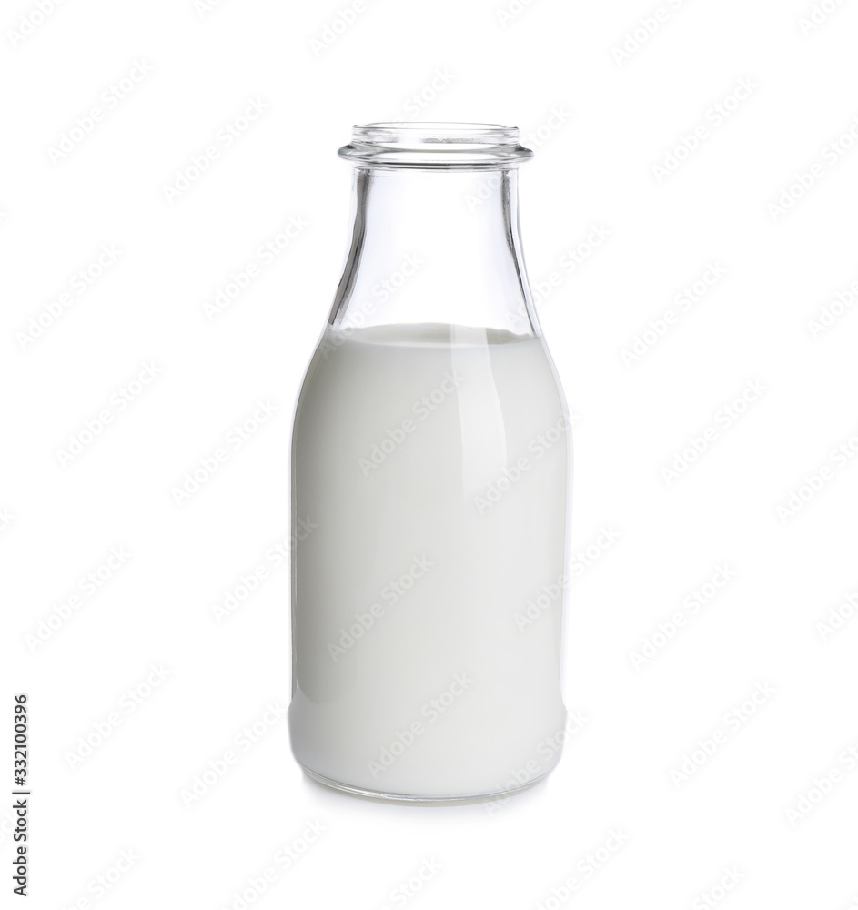 Glass bottle of milk isolated on white Glass bottle of milk isolated on white