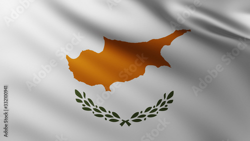 Large Flag of Cyprus fullscreen background in the wind