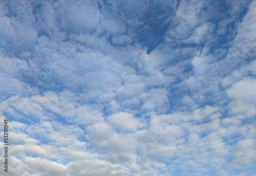 Blue sky filled with cumulunimbus clouds in southern Brazil