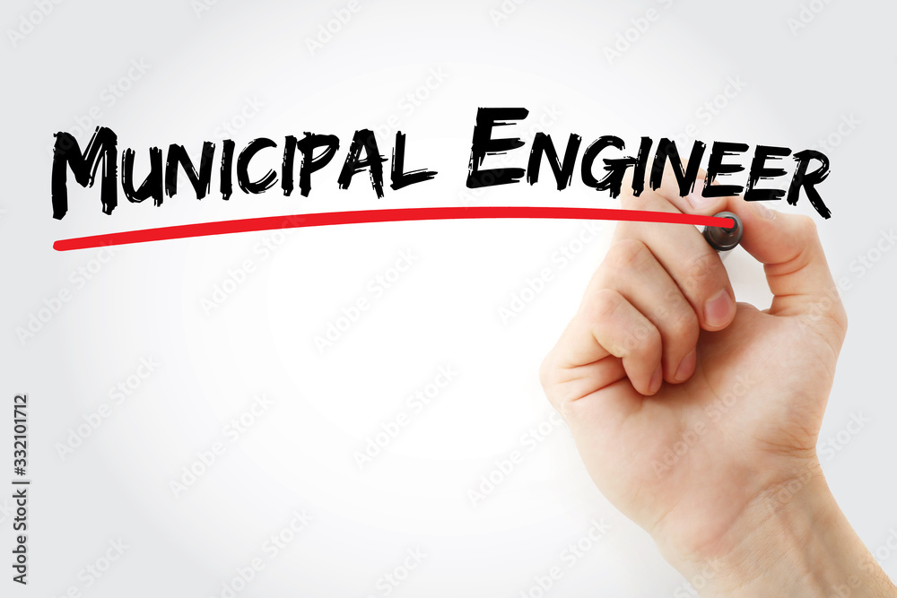 Fototapeta premium Municipal engineer text with marker, concept background