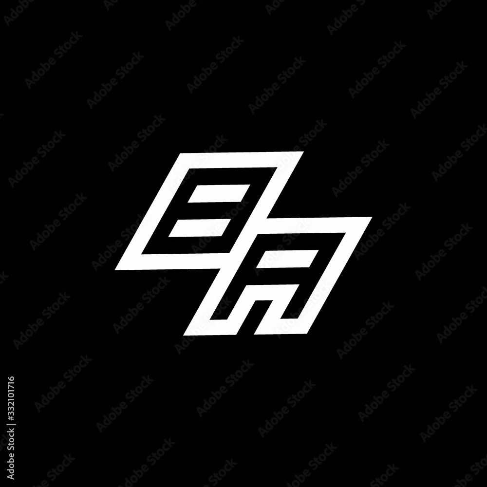 BA logo monogram with up to down style negative space design template