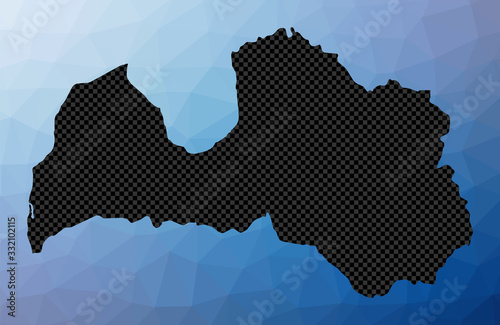 Latvia geometric map. Stencil shape of Latvia in low poly style. Modern country vector illustration.