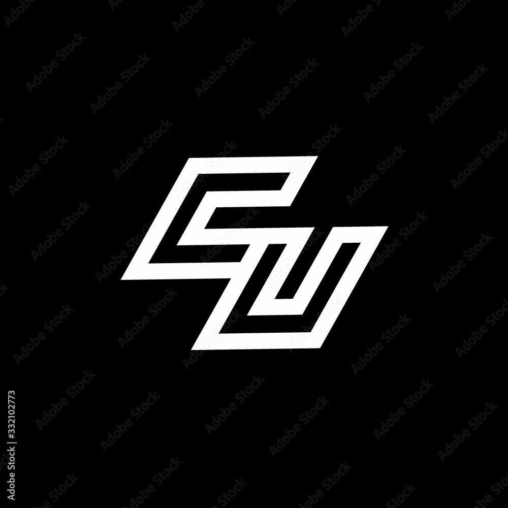 CU logo monogram with up to down style negative space design template CU logo monogram with up to down style negative space design template