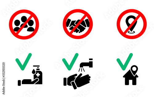 Icon set of coronavirus protection related. 